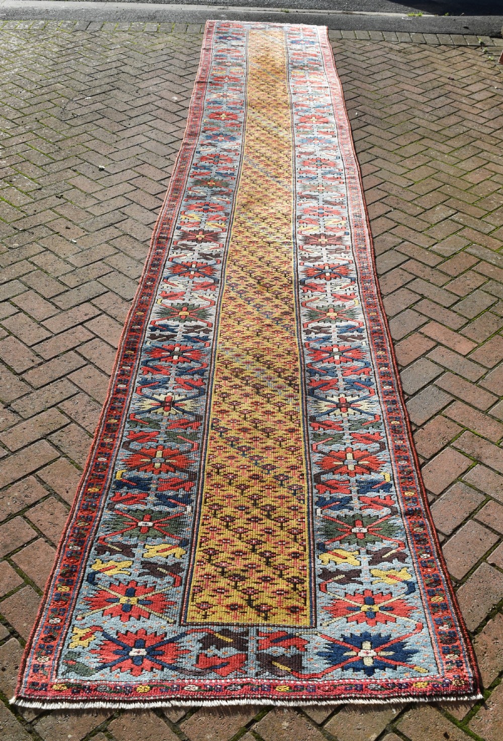 Antique Kurdish long narrow country house runner 503x89 cm
