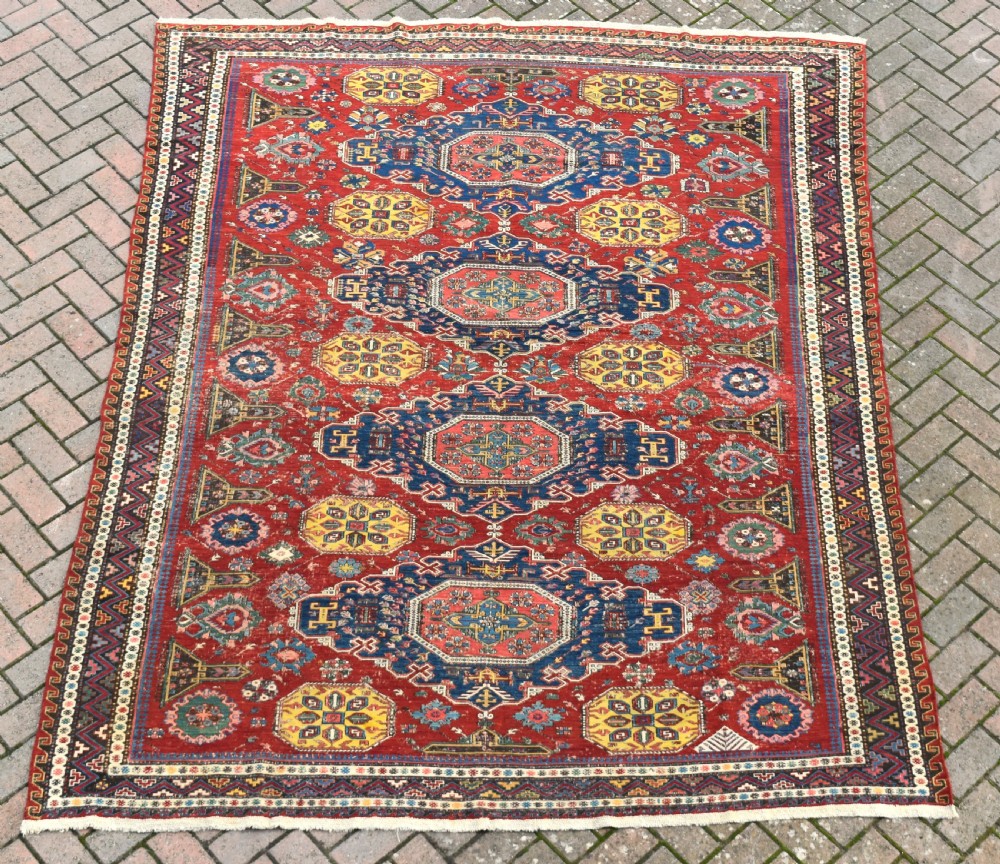 An exceptional antique kuba Sumak technique carpet 280x219 cm