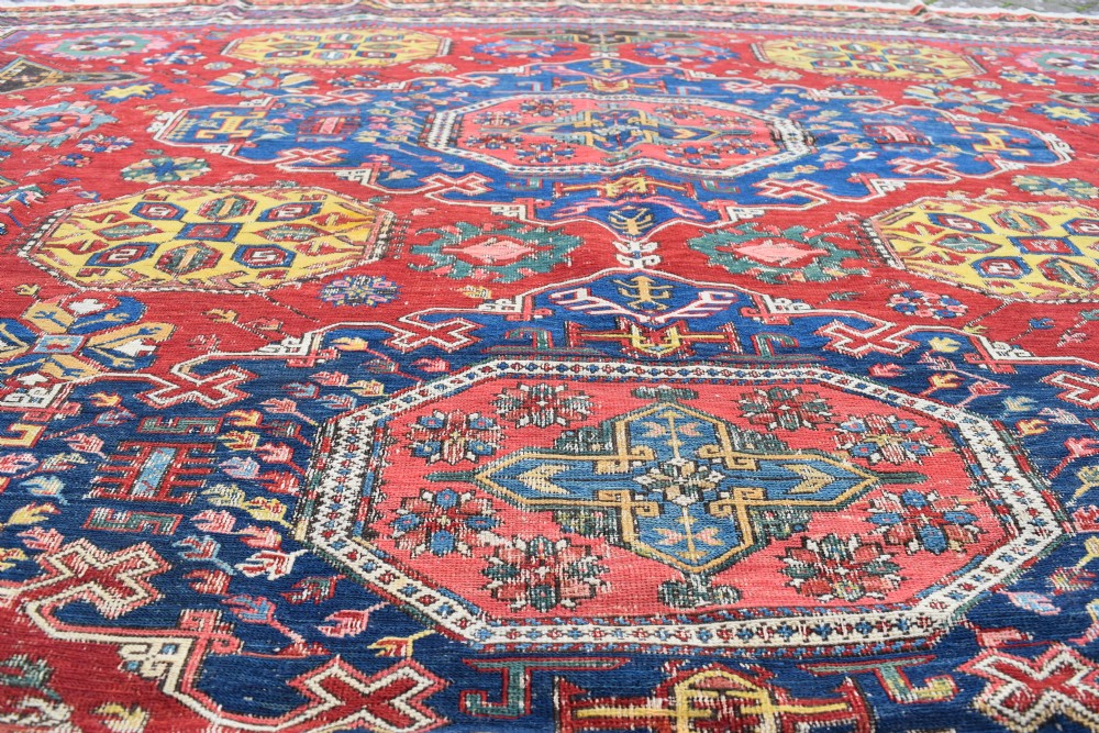 An exceptional antique kuba Sumak technique carpet 280x219 cm View III
