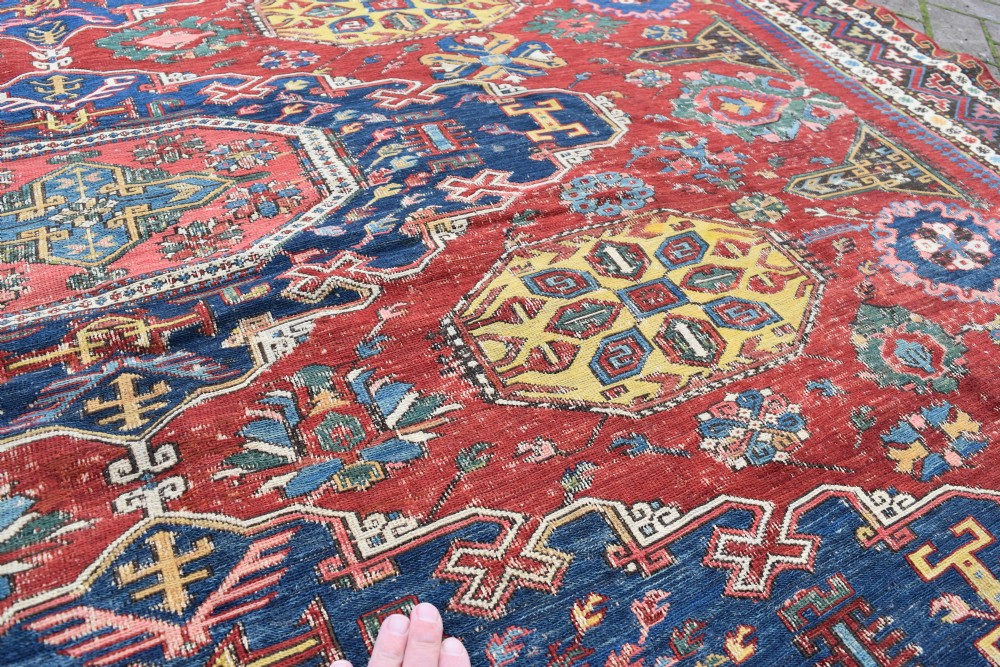 An exceptional antique kuba Sumak technique carpet 280x219 cm View IV
