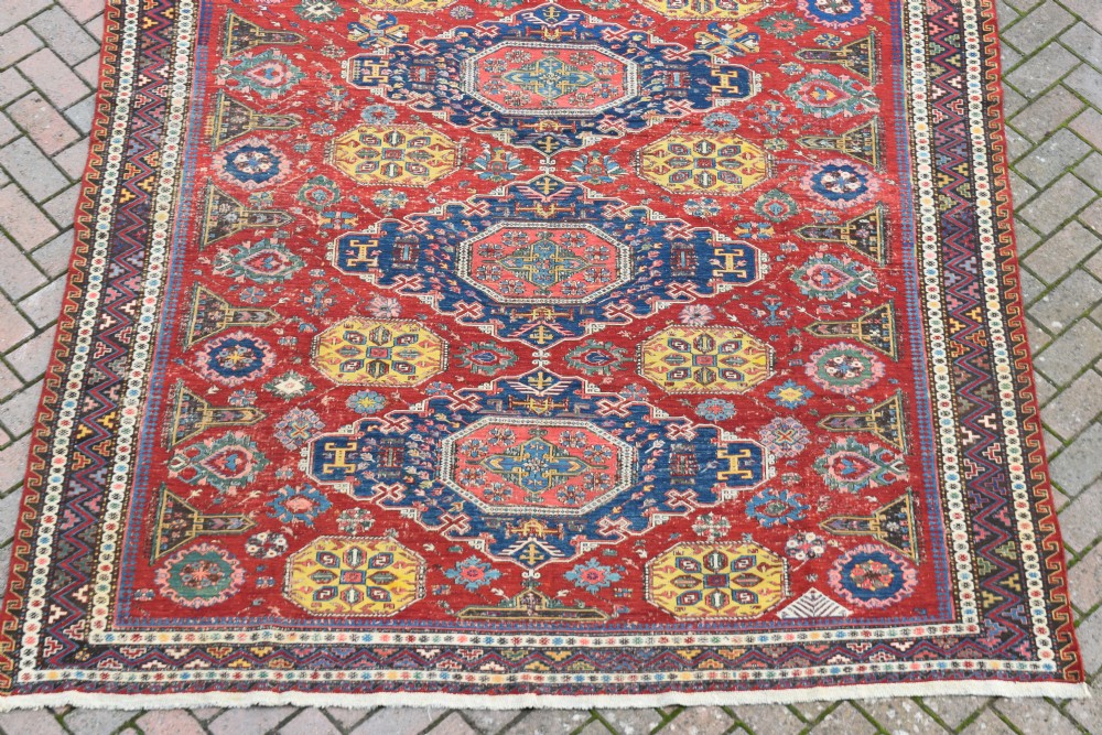 An exceptional antique kuba Sumak technique carpet 280x219 cm View VIII