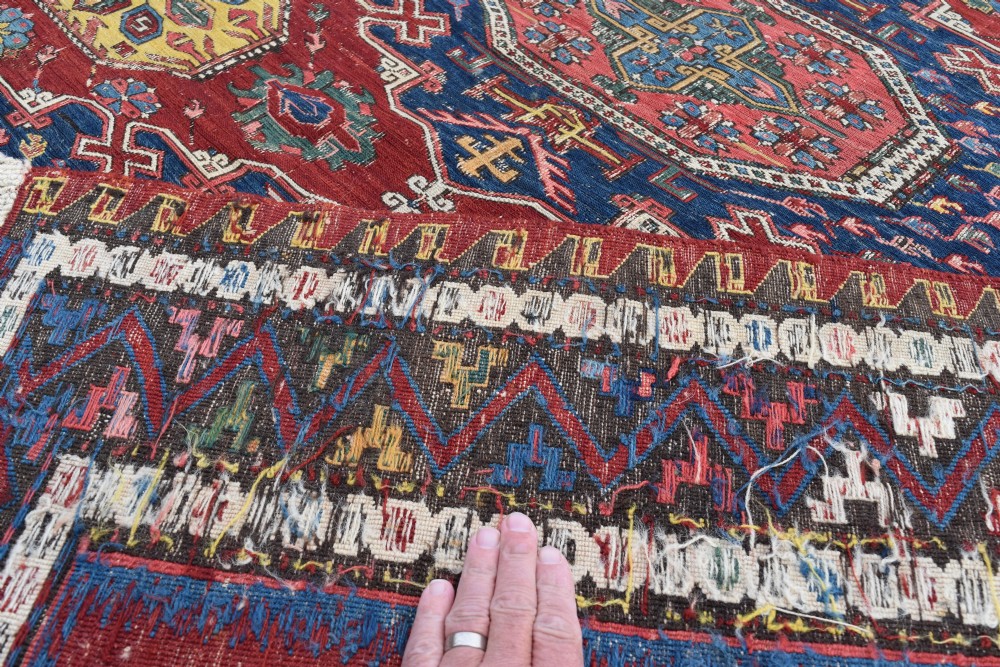 An exceptional antique kuba Sumak technique carpet 280x219 cm View XI