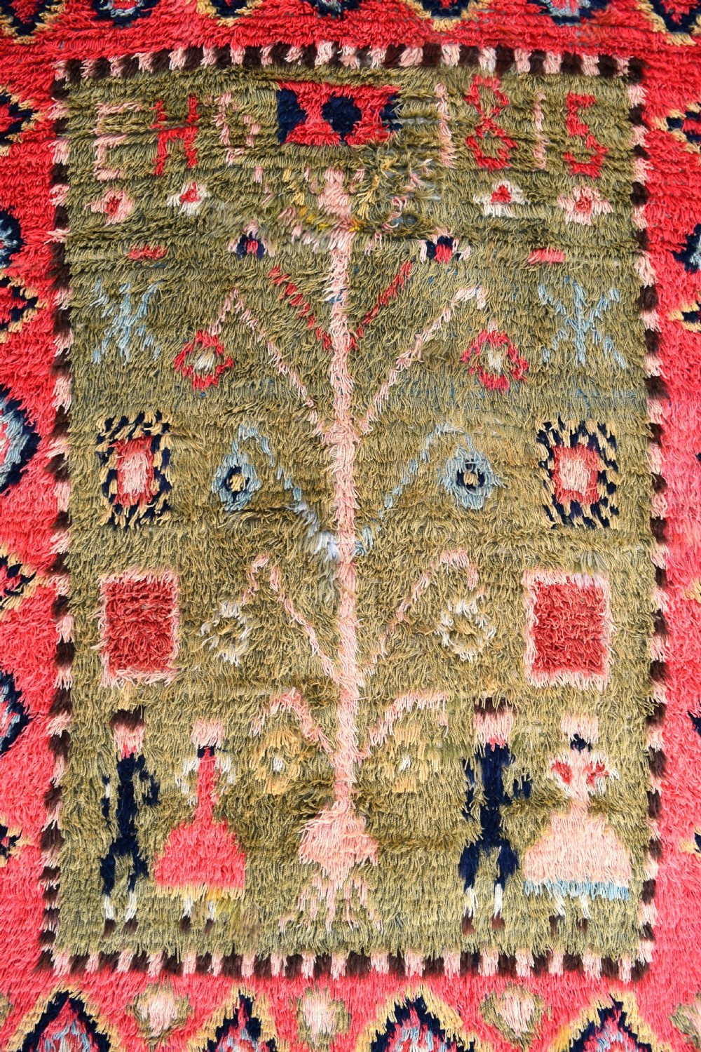 An early Finnish Rya wedding rug dated 1815 View III