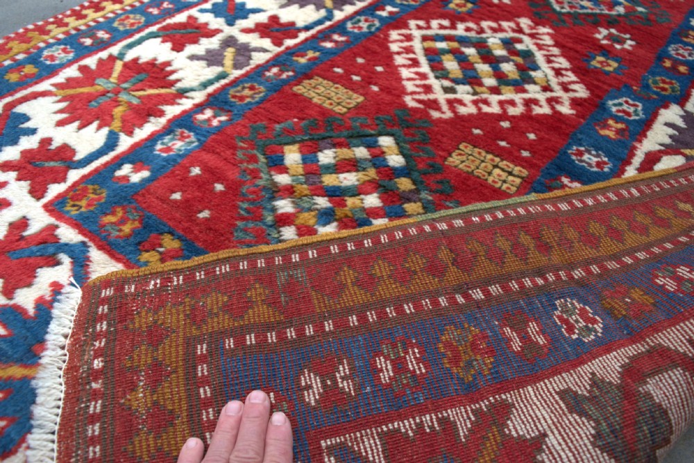 Antique Caucasian Kazak rug 231x120cm View II