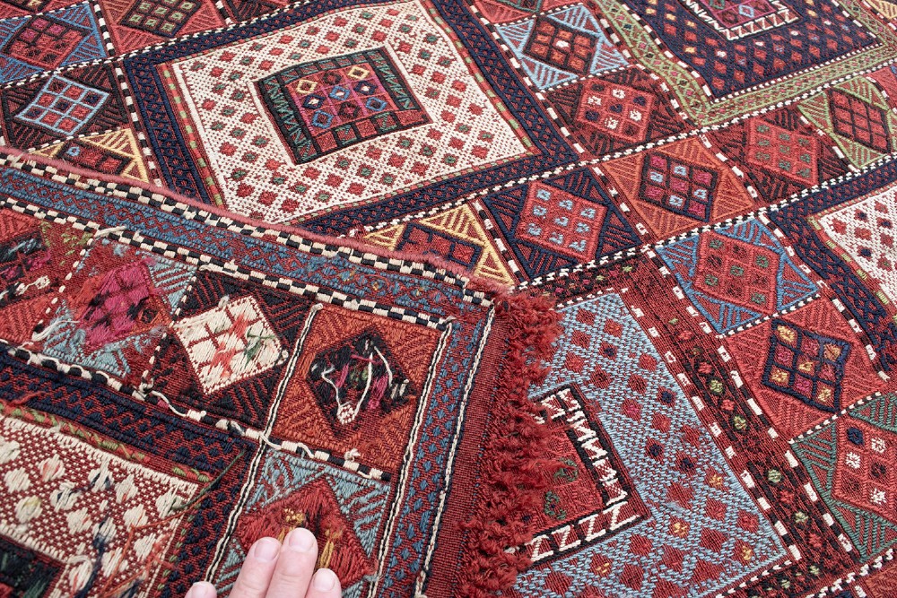 An antique Verneh brocaded kilim 235x185cm View VI