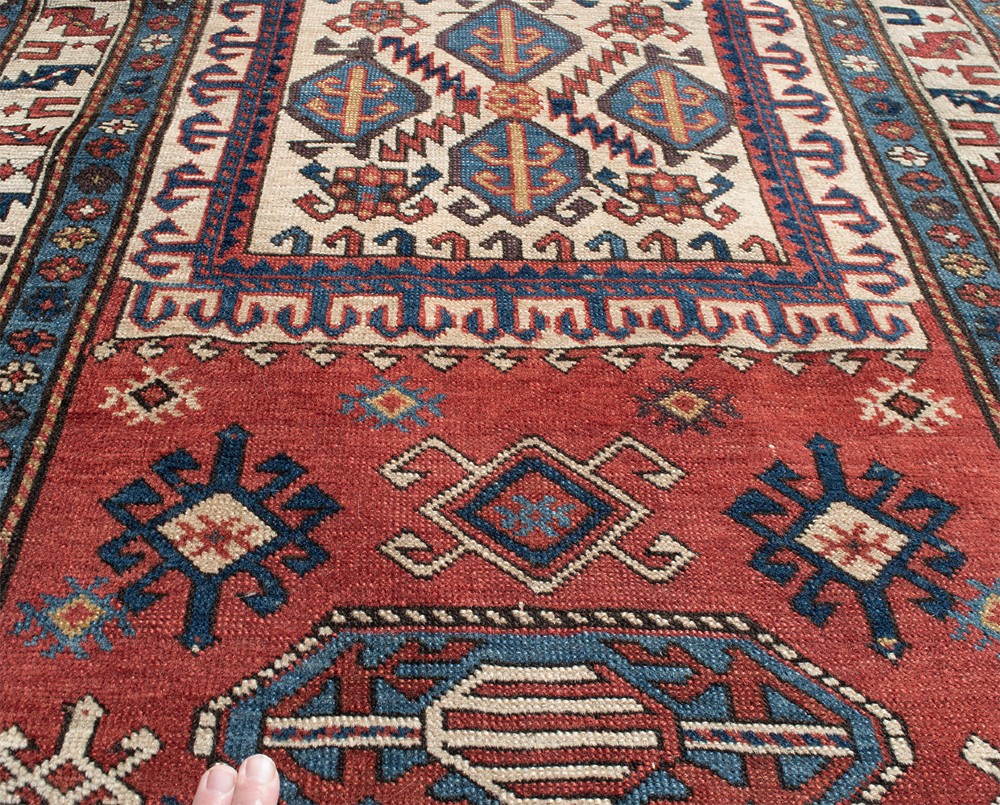 An Antique Kazak prayer rug Circa 1873 145x92cm View IV