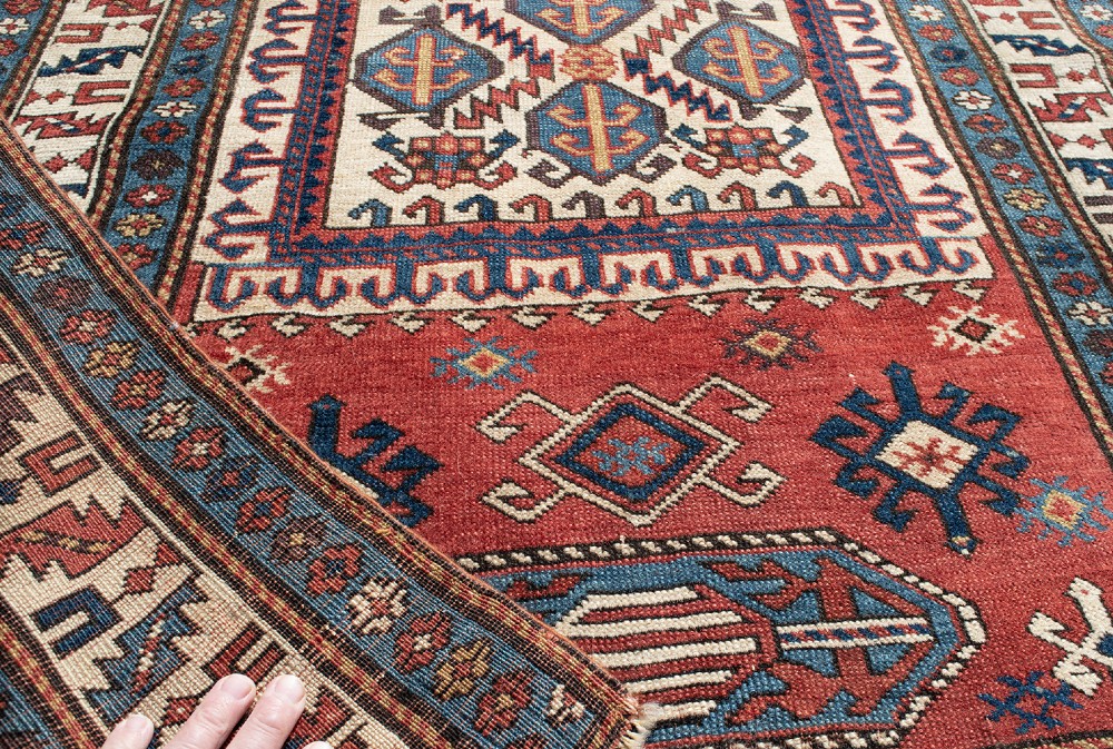 An Antique Kazak prayer rug Circa 1873 145x92cm View V