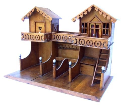 An Antique Swiss / German Wooden Toy Model of a Stable