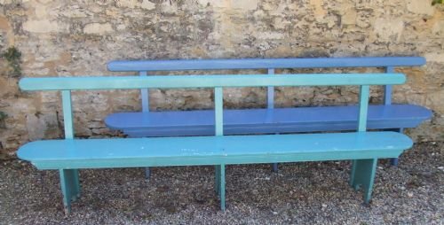 A Pair of Painted Wooden 'Railway Platform' Garden Benches