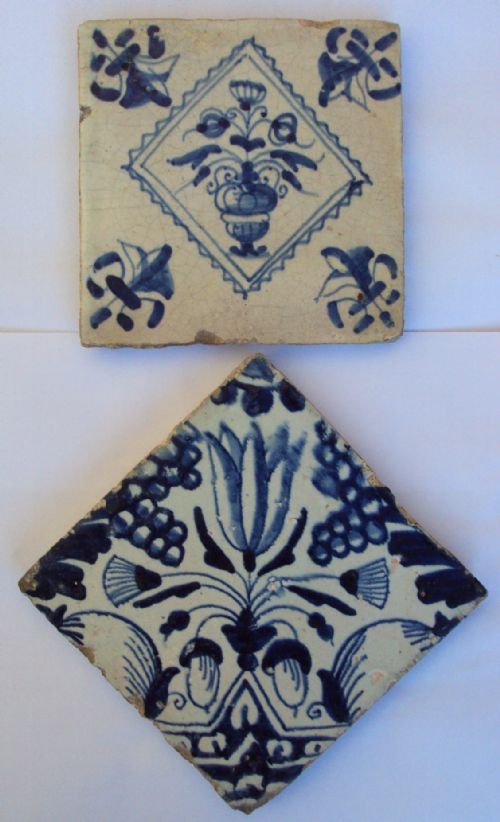 Two 18th Century Delft Blue & White Tiles