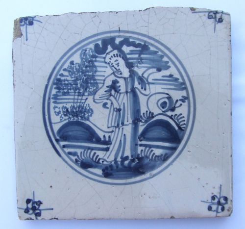 An 18th Century Delft Tin Glazed Blue & White Tile