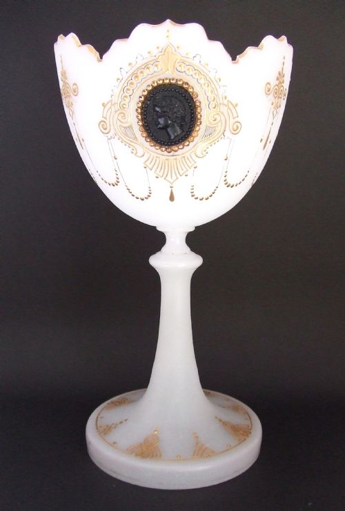 Bohemian Glass Vase with Cameo Plaques Circa 1860