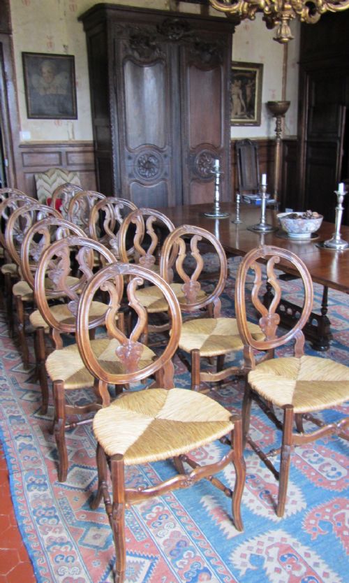 Superb Set of 12 Antique French Dining Chairs