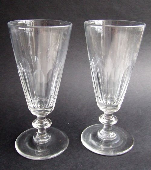 A Pair of Georgian Facet Cut Ale Glasses Circa 1820