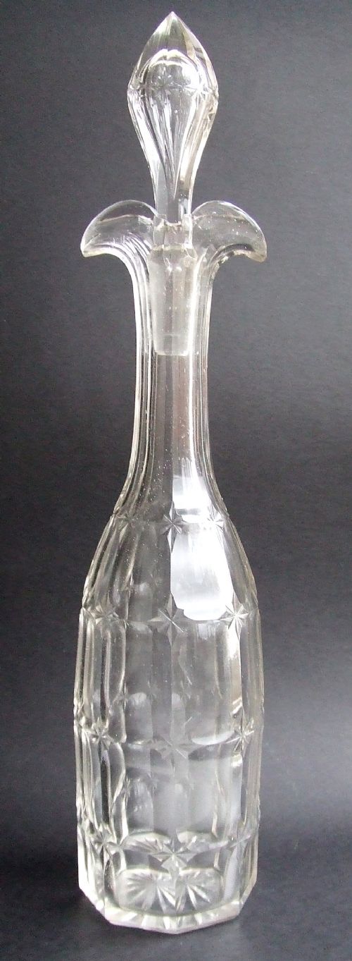 An Antique Early Victorian Star and Panel Cut Glass Decanter Circa 1845