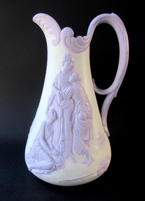 Victorian Samuel Alcock Parian Ewer, 1847
