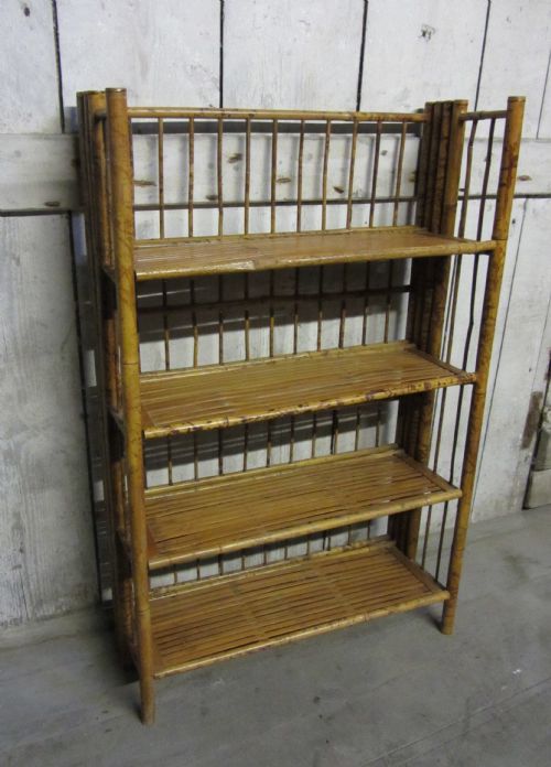 Edwardian Folding Bamboo 4 Tier Bookcase \ Shelf