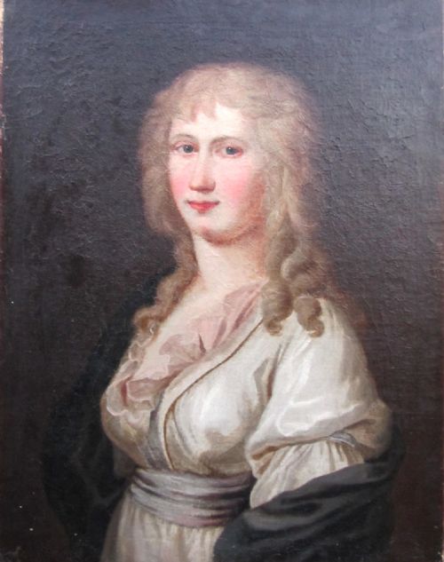 English School, Late 18th Century, Portrait of a Lady in a White Dress