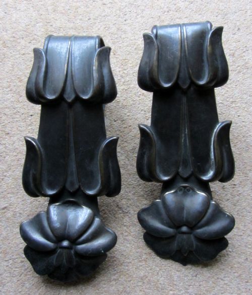 Large Pair of French Bronze Patinated Curtain Tiebacks