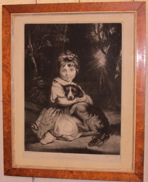 A Mezzotint After Sir Joshua Reynolds 1798 in a Maple Frame