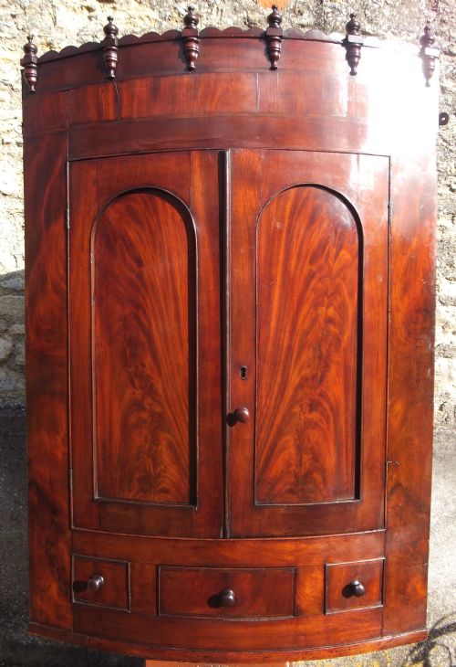 Victorian Mahogany Bow Front Corner Cupboard Circa 1870