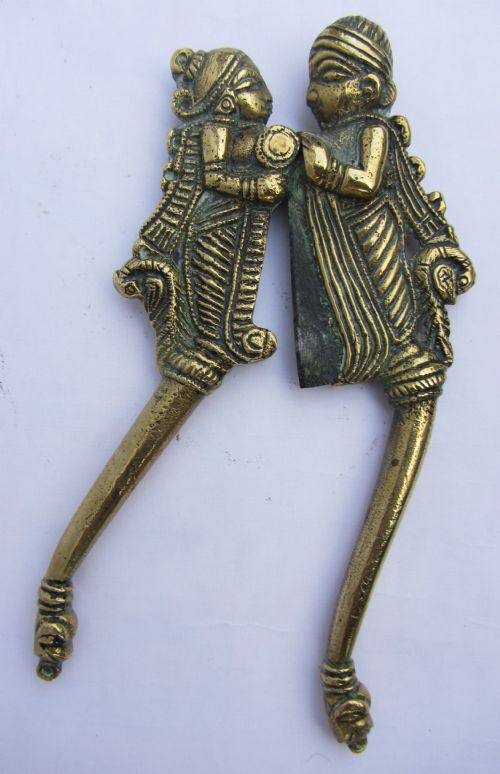 Antique Indian Brass King & Queen Pattern Betel Nut Cutter
