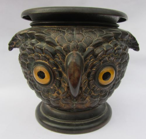 An Unusual Victorian Brass Owl Jardiniere Circa 1880