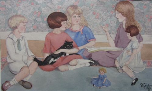Mary Reyonlds Geach, Watercolour of Children, Dated 1926
