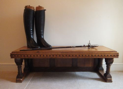 Victorian Gothic Revival Oak Hall Bench Circa 1870 in the Manner of Pugin