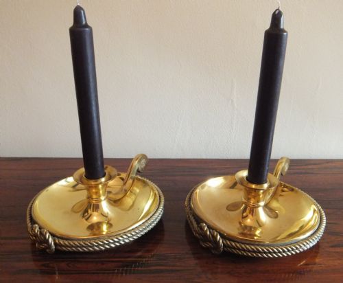 A Pair of Brass Nautical Capstan Chambersticks