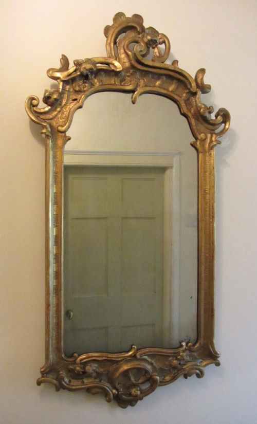 19th Century Giltwood & Gesso Wall Mirror in Rococo Style