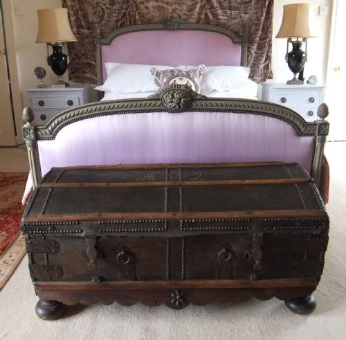 A Studded Hide Covered Travelling Trunk, Early 18th Century