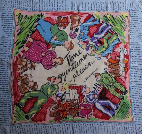 Superb Jacqmar WWII Propoganda Scarf 'Time Gentleman Please' Designed by Arnold Lever