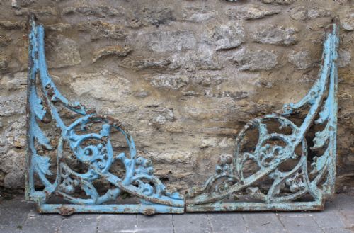 A Large Pair of Antique Victorian Architectural Cast Iron Brackets