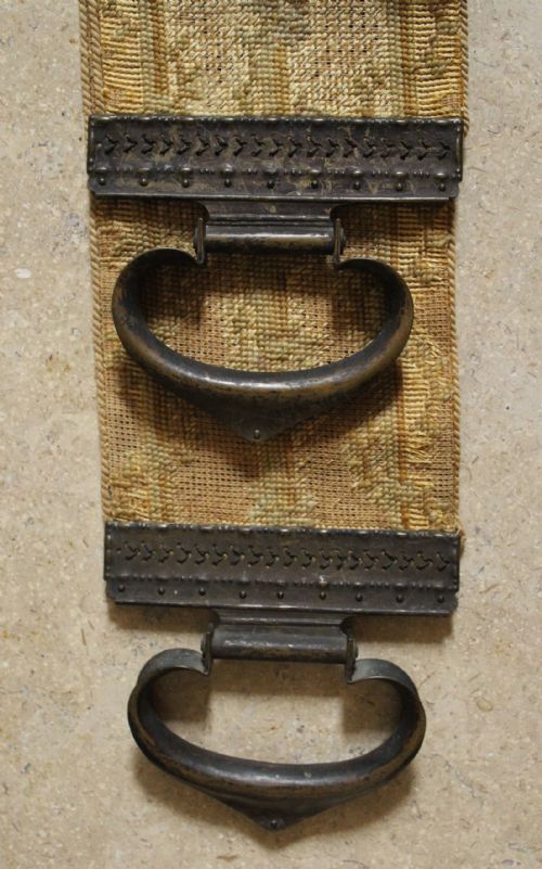 A Pair of Victorian Needlework Bell Pulls with Brass Art Nouveau Handles