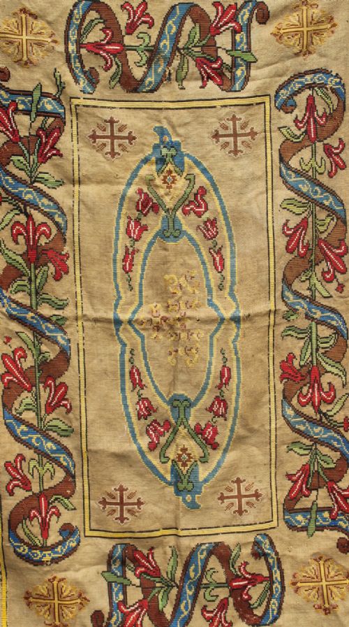 A French Ecclesiastical Needlework Altar Cloth from a Chateau Chapel