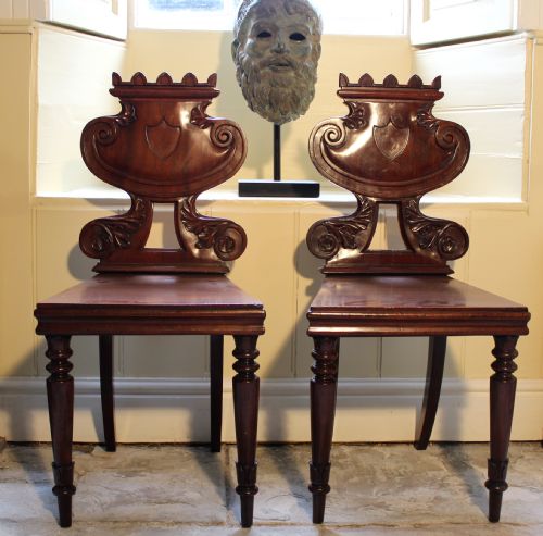 A Pair of George IV Mahogany Hall Chairs Circa 1835