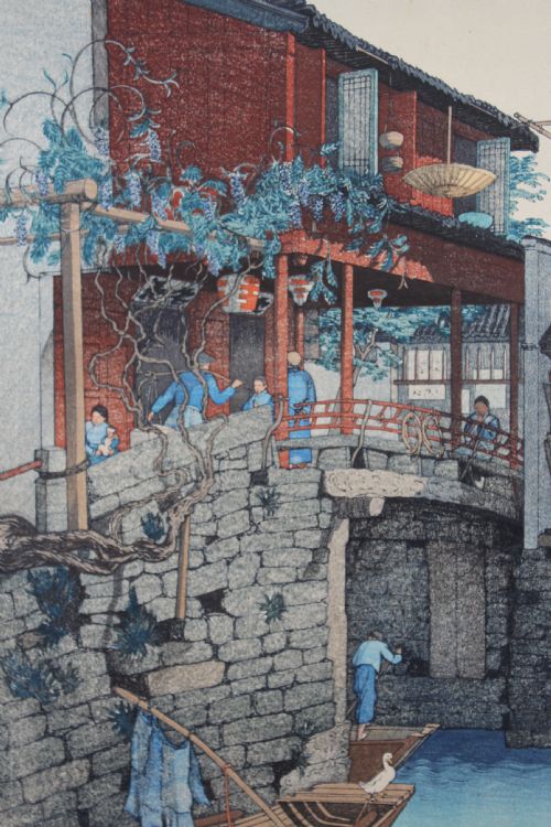 fig 2. Elizabeth Keith, Wisteria Bridge, China, 1925, Colour Woodblock Print, Signed.
