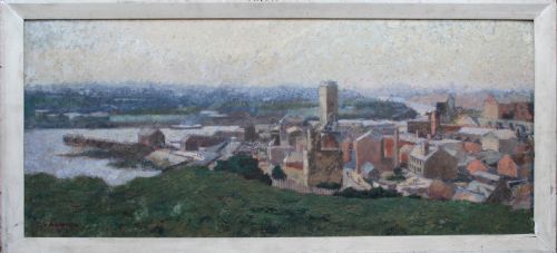 Vivian Bewick 'Haze Over Tyneside', Oil on Board, 1940'S/50s.