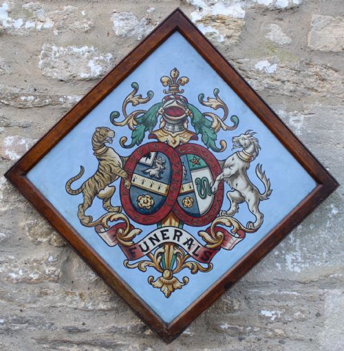 A Victorian Undertakers Hand Painted Armorial Funeral Sign