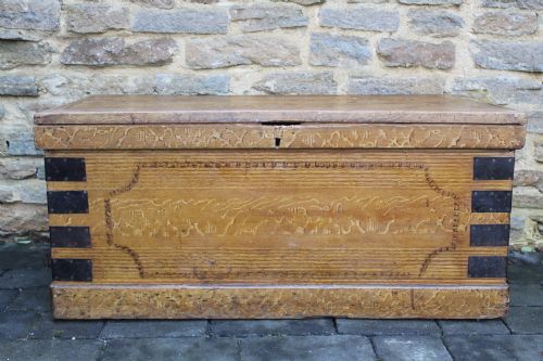 A Victorian Painted Faux Bois Grained Pine Trunk \ Chest