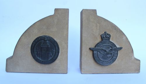 A Pair of WWII Bookends Made from the Stone of the Houses of Parliament