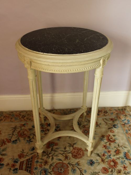 A French Marble Topped Painted Gueridon \ Side Table