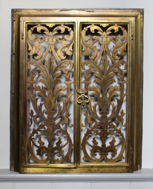 Antique French Pierced & Chased Brass Doors