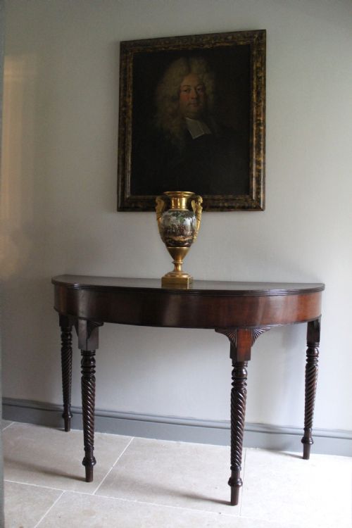 Regency Mahogany Demi-lune Console Pier Table of Country House Proportions