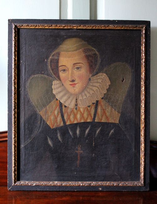 Naive School Oil Portrait of Mary Queen of Scots