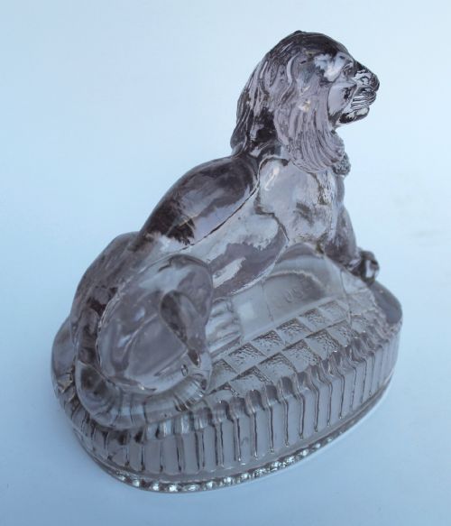 Antique French Pressed Glass Lion