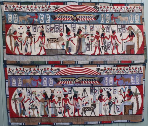 A Pair of Egyptian Applique Textile Wall Hangings