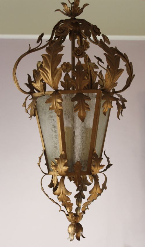 Gilt Metal Lantern with Foliate Decoration