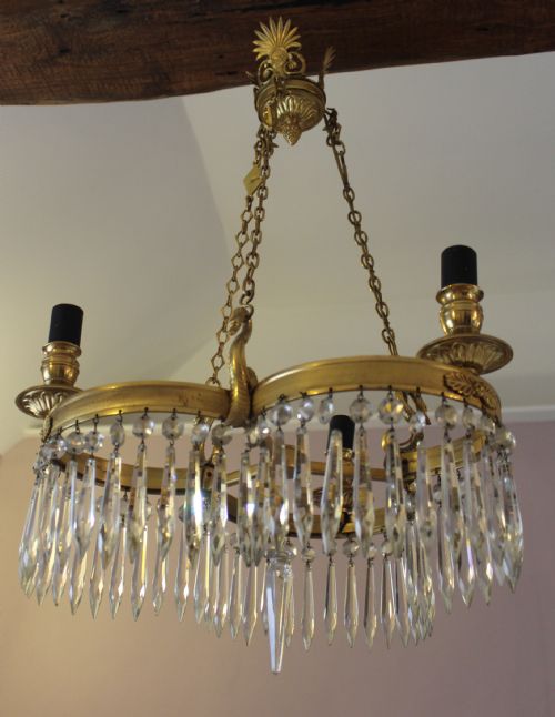 Empire Style Ormolu and Cut Glass Chadelier